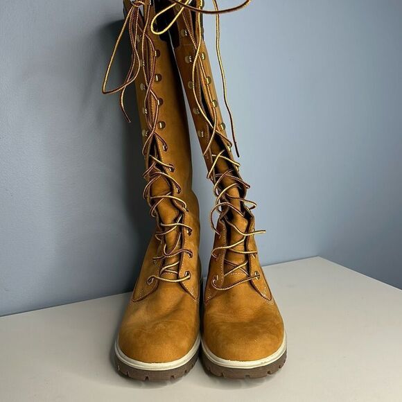 Timberland 14” Premium Nubuck Leather Boots Combat Style 8.5 Woman’s - Picture 4 of 9